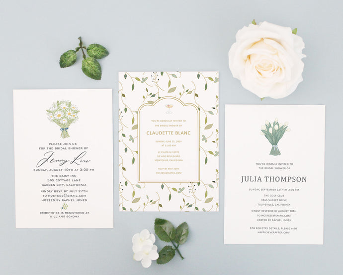 Simple Greenery Bridal Shower Invitations & Planning Tips